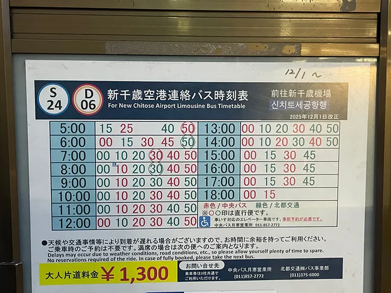 時刻表和票價顯示