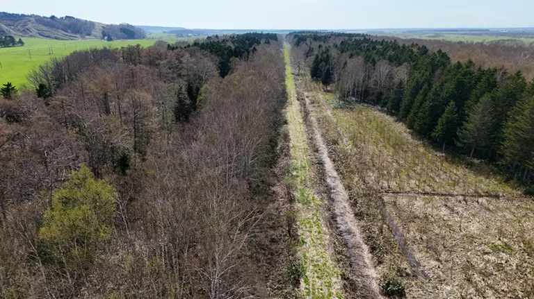 羽幌線の廃線跡と旧国道40号線の交差部