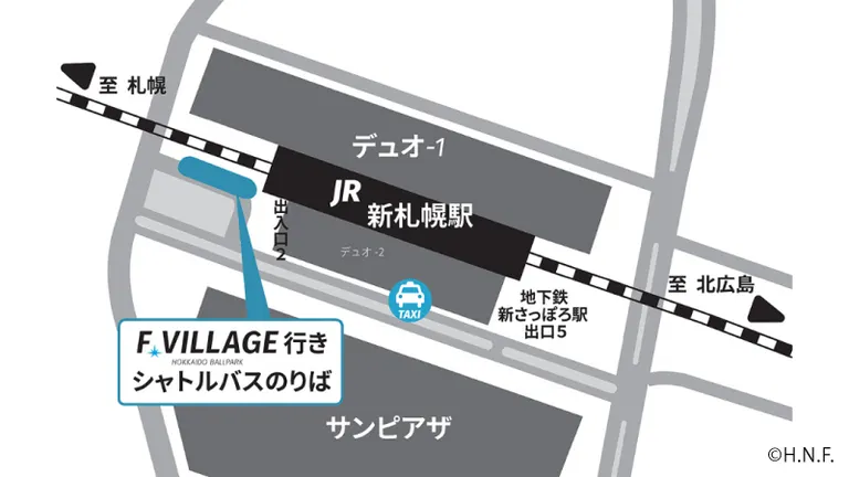 JR新札幌駅のシャトルバス乗り場地図