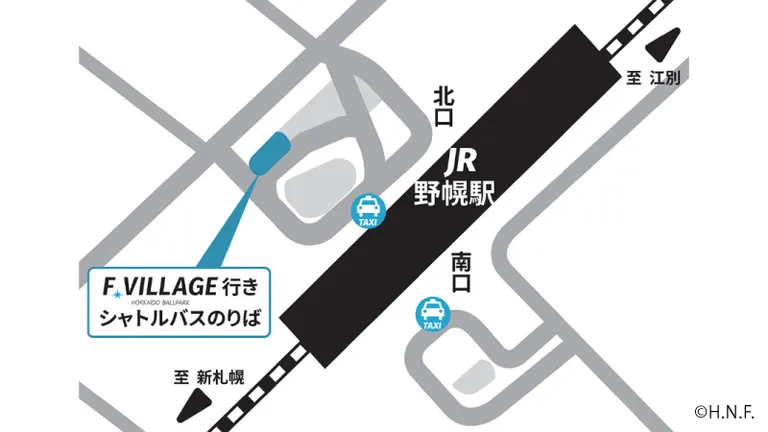 JR野幌駅のシャトルバス乗り場地図