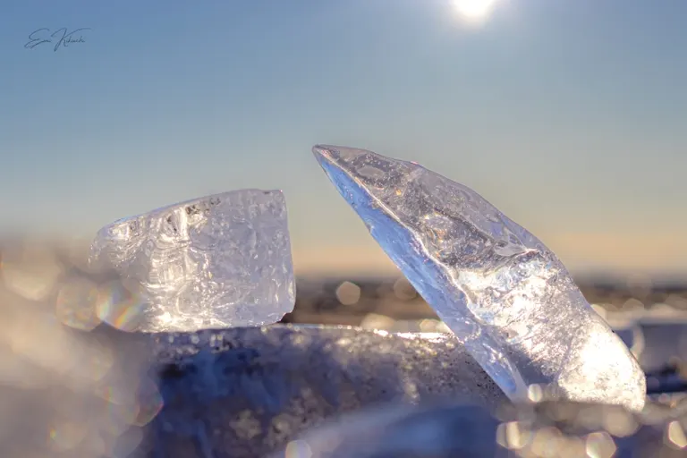 Jewelry Ice at the mouth of the Saru River in Hidaka Town