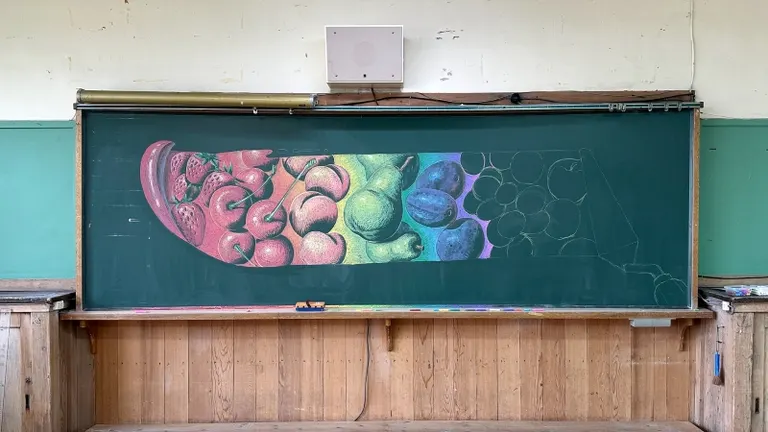 旧増毛小学校の黒板アート