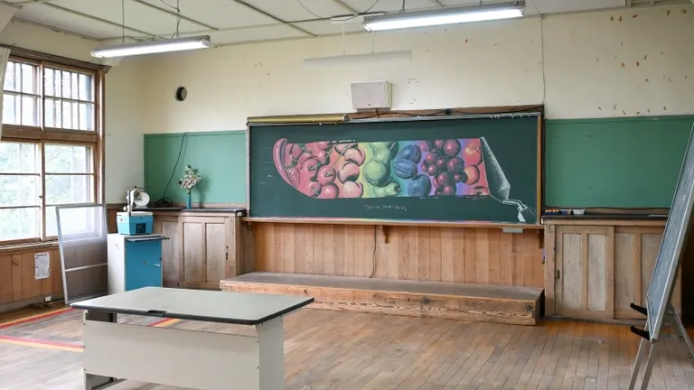 旧増毛小学校の黒板アート