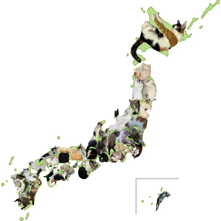 A map of Japan full of cats
