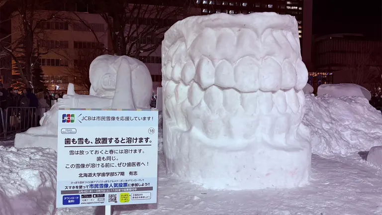 北海道大学牙医学部制作的雪雕