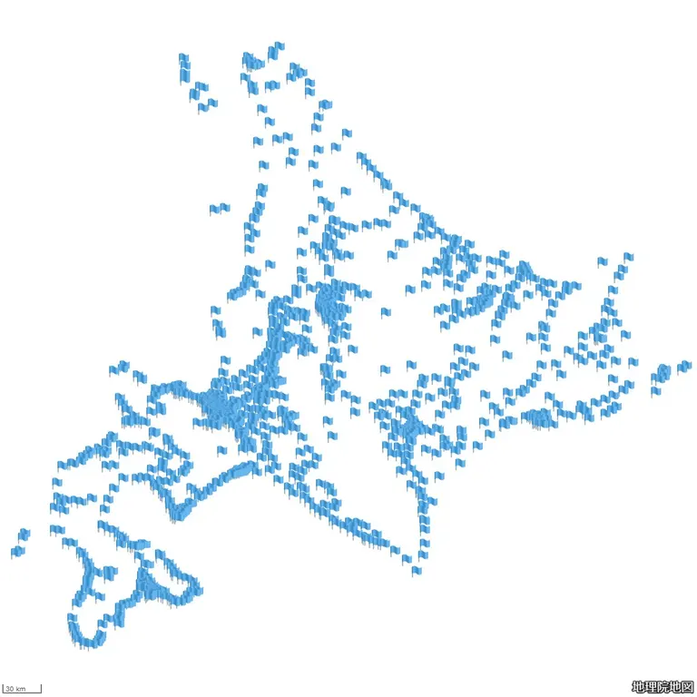 郵便局で描いた北海道地図