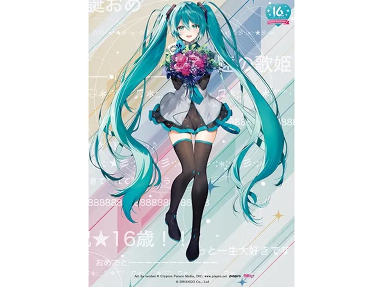 ニコニコ動画と初音ミクのキセキ展　描き下ろし　キービジュ　記念フェイスタオル ニコニコ動画と初音ミクのキセキ展 描き下ろし キービジュ 記念